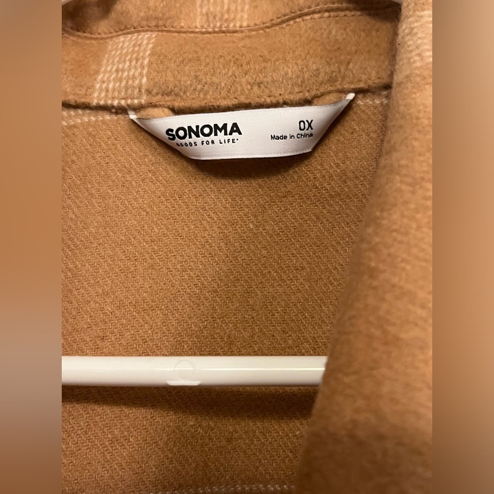 Sonoma Shacket, New! Tan and white, size 0X - Picture 14 of 16